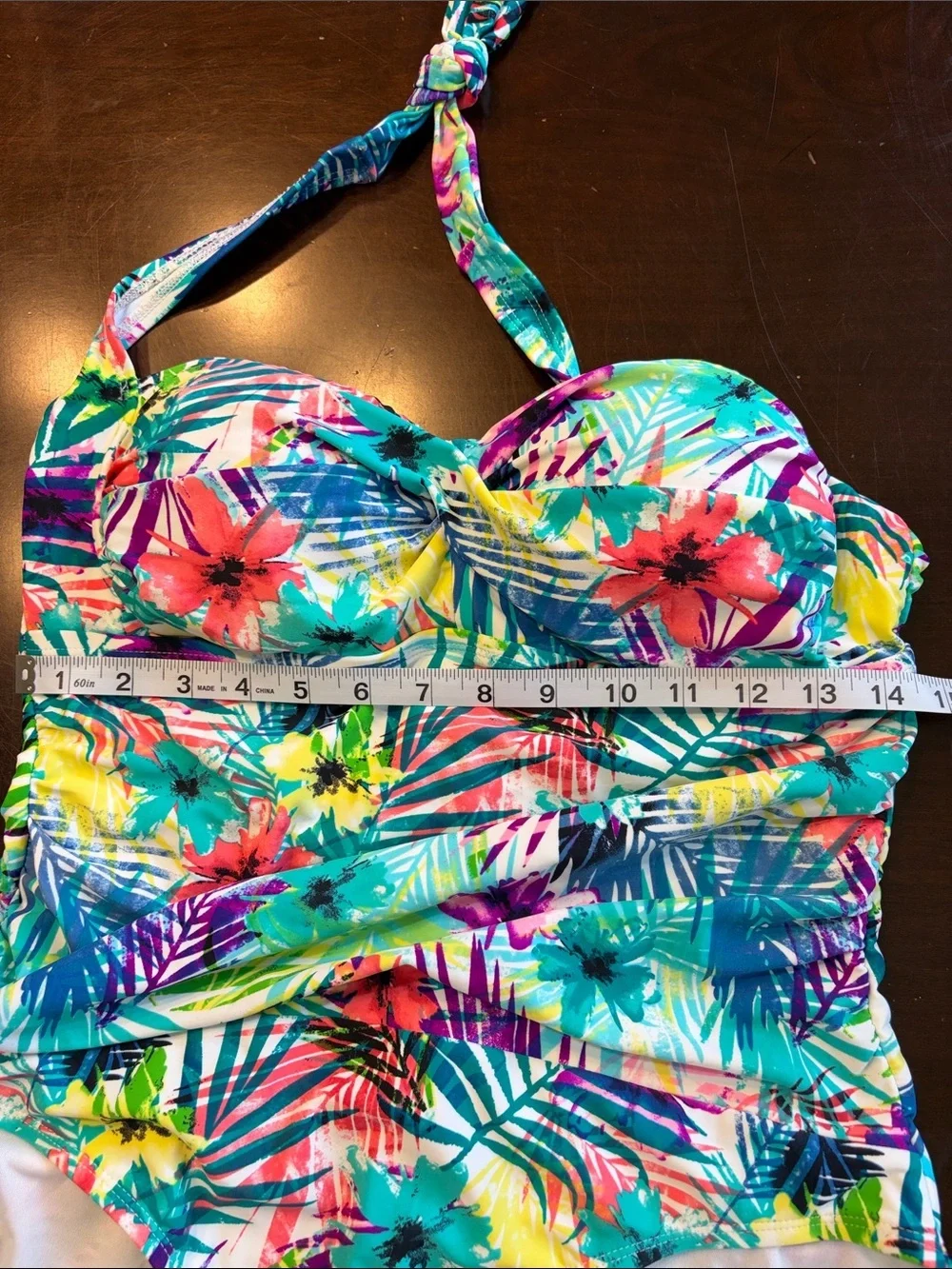 Catalina Tropical Floral Halter One-Piece Swimsuit - Teal, Pink, Yellow